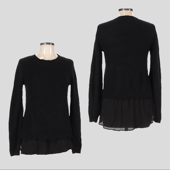 Chelsea & Theodore Layered Lace Hem Chunky Sweater Size S - Picture 1 of 9